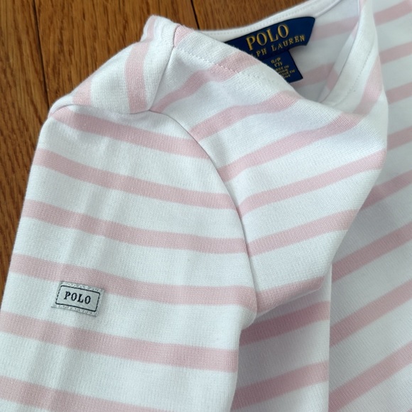 Girls Polo Ralph Lauren Pink and White Skater Dress - Picture 3 of 3